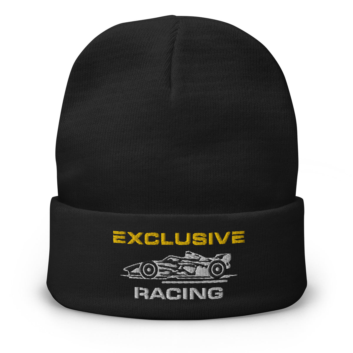 [Black] Front — EXR F-Car Side Embroidered Beanie