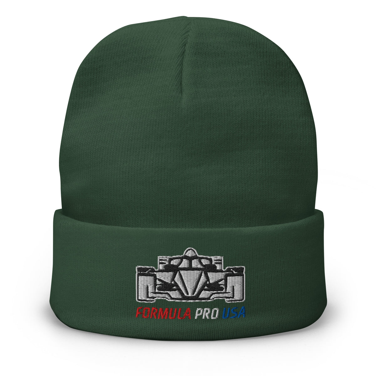 [Dark green] Front — FPUSA Front View Embroidered Beanie