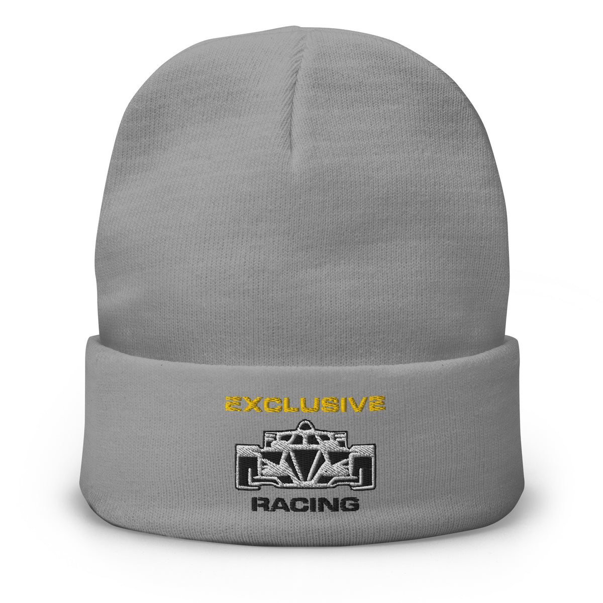 [Gray] Front — EXR F-Car Front Embroidered Beanie
