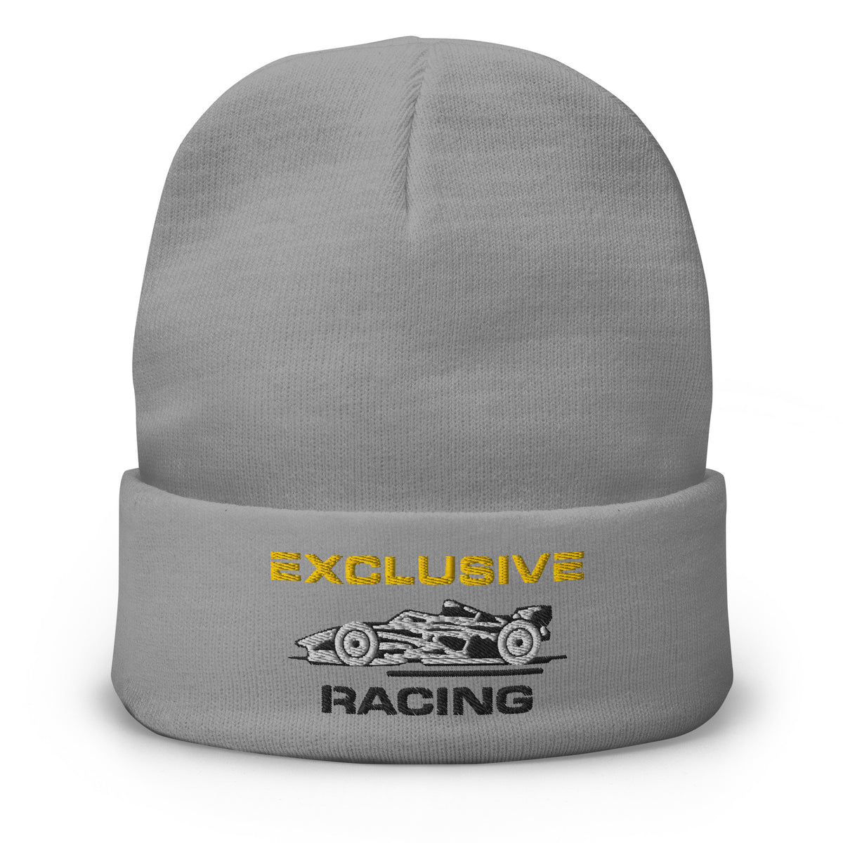[Gray] Front — EXR F-Car Side Embroidered Beanie
