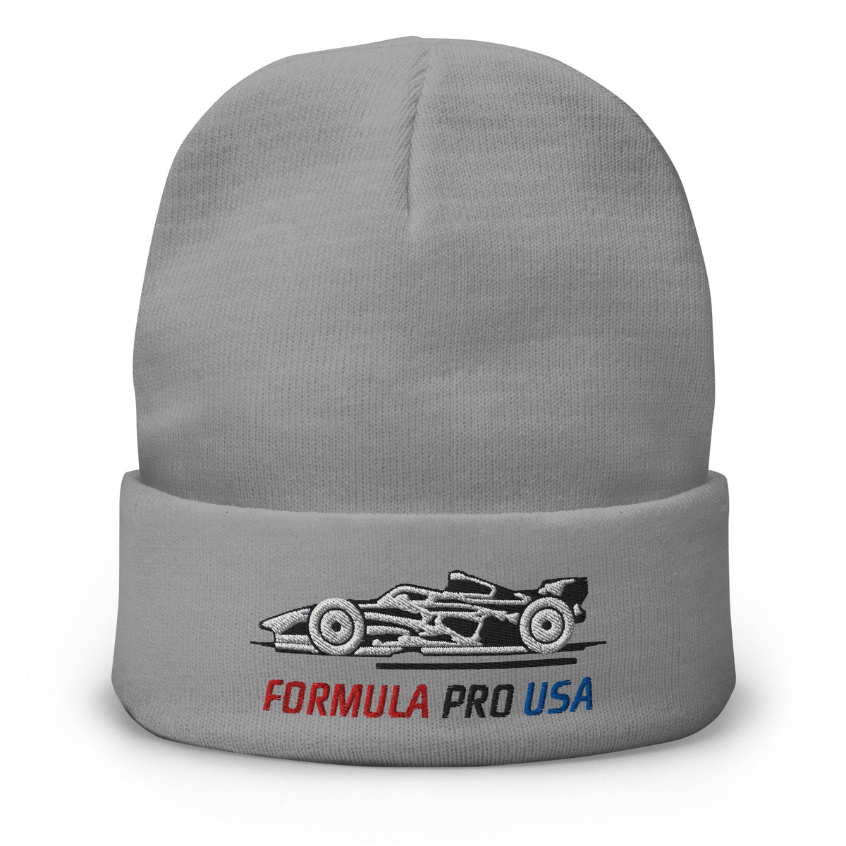 [Gray] Front — FPUSA Side View Embroidered Beanie