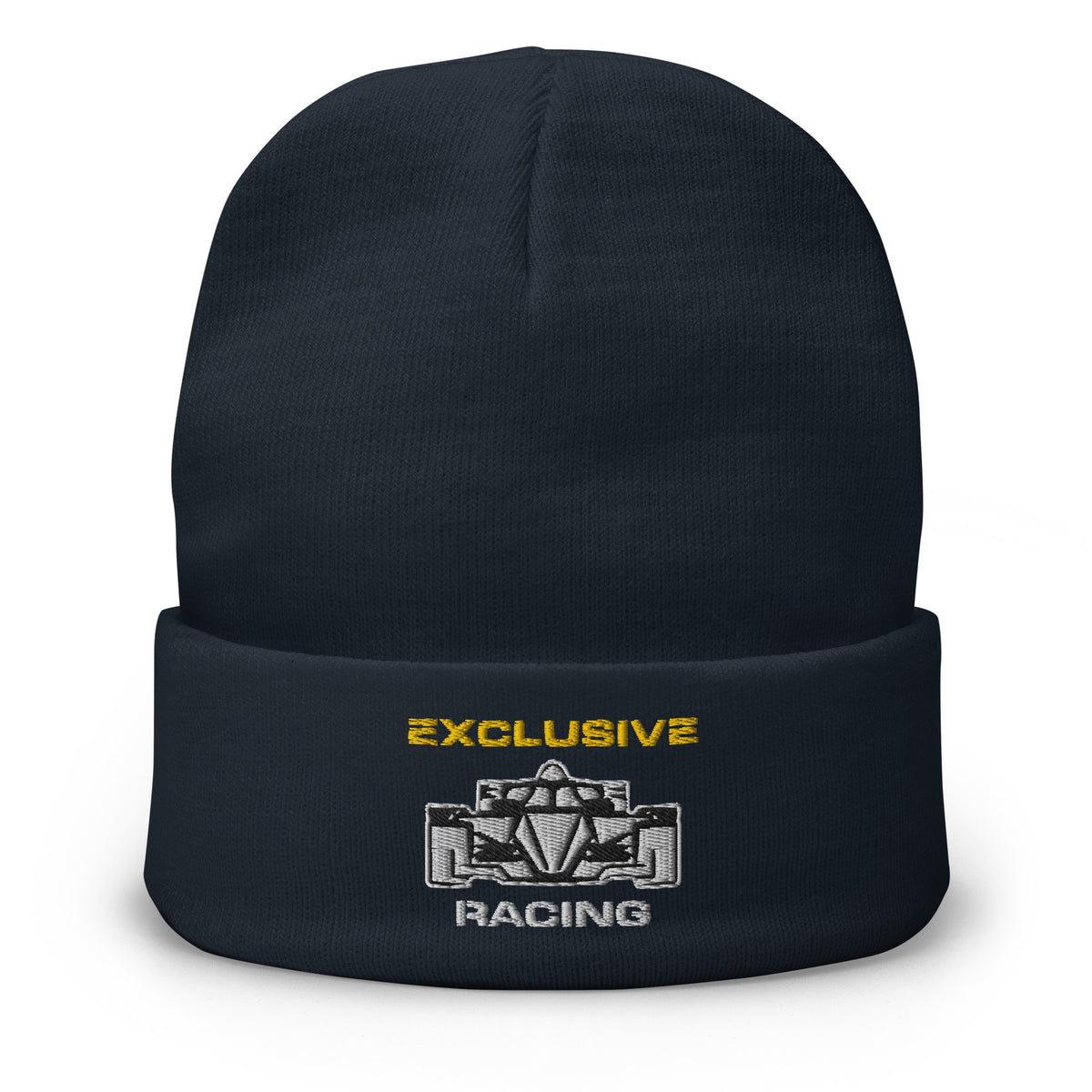 [Navy] Front — EXR F-Car Front Embroidered Beanie