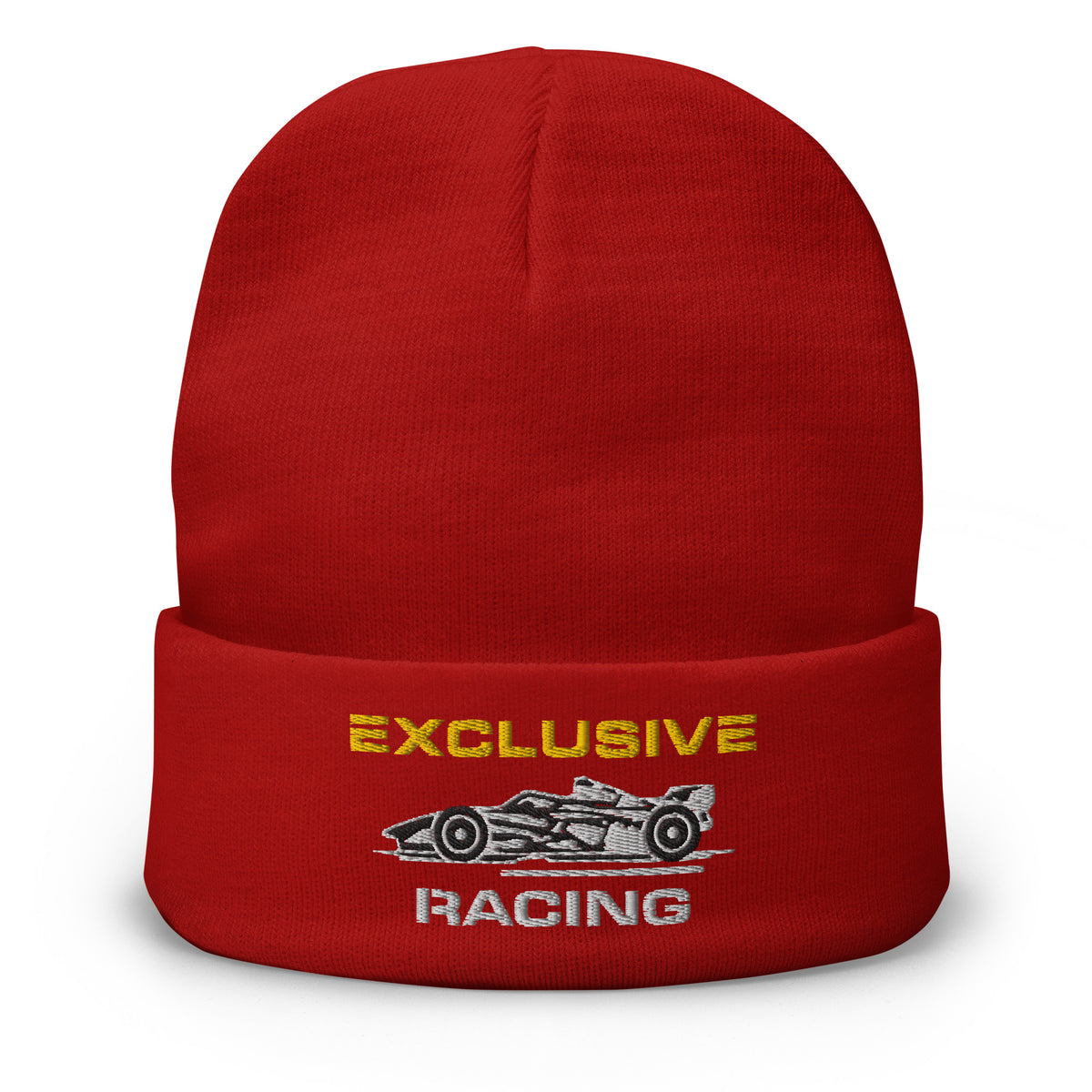 [Red] Front — EXR F-Car Side Embroidered Beanie