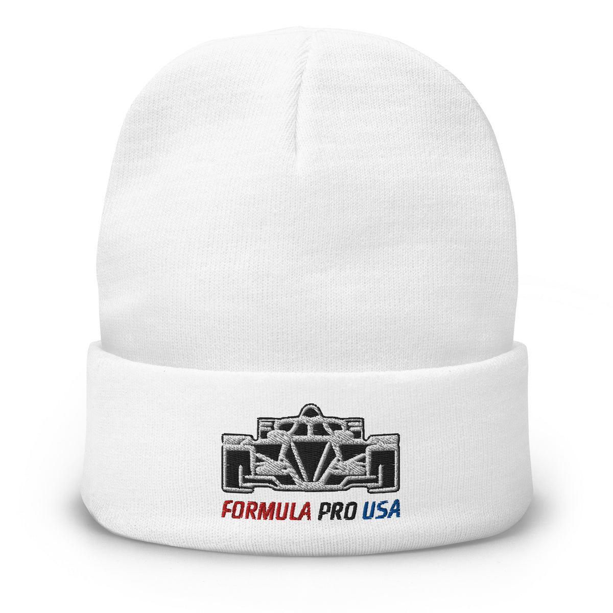 [White] Front — FPUSA Front View Embroidered Beanie