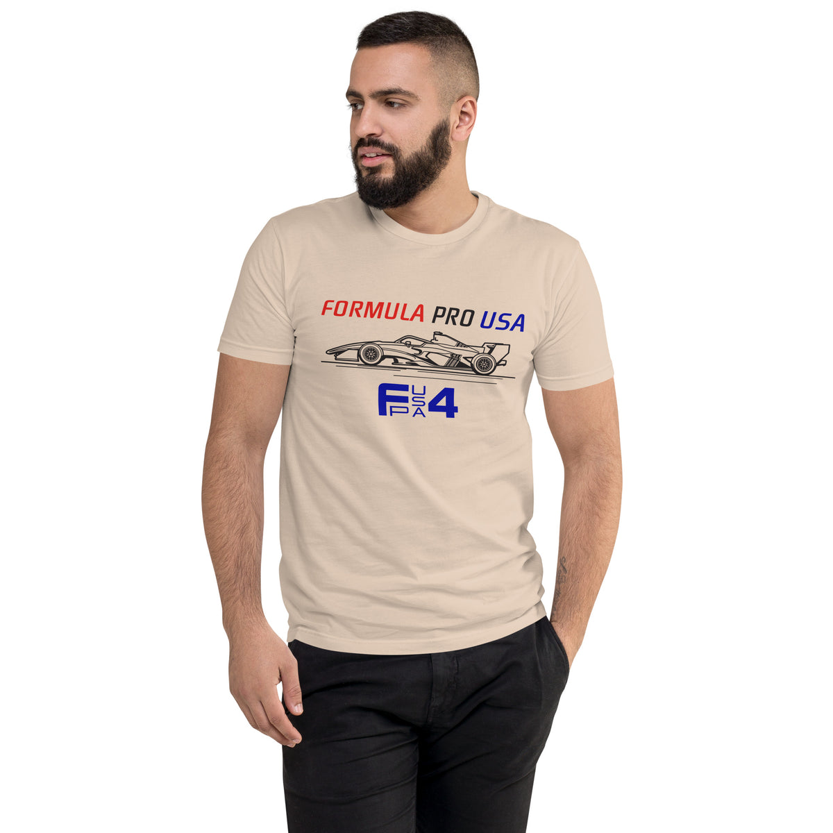 [Cream] Front — FPUSA F4 Side View Tee — Men's
