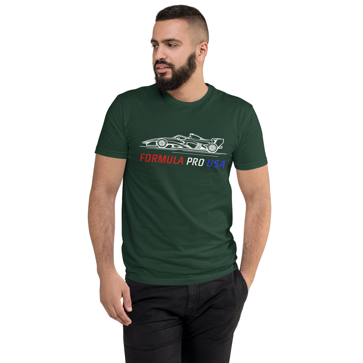 [Forest Green] Front — FPUSA Side View Tee — Men's