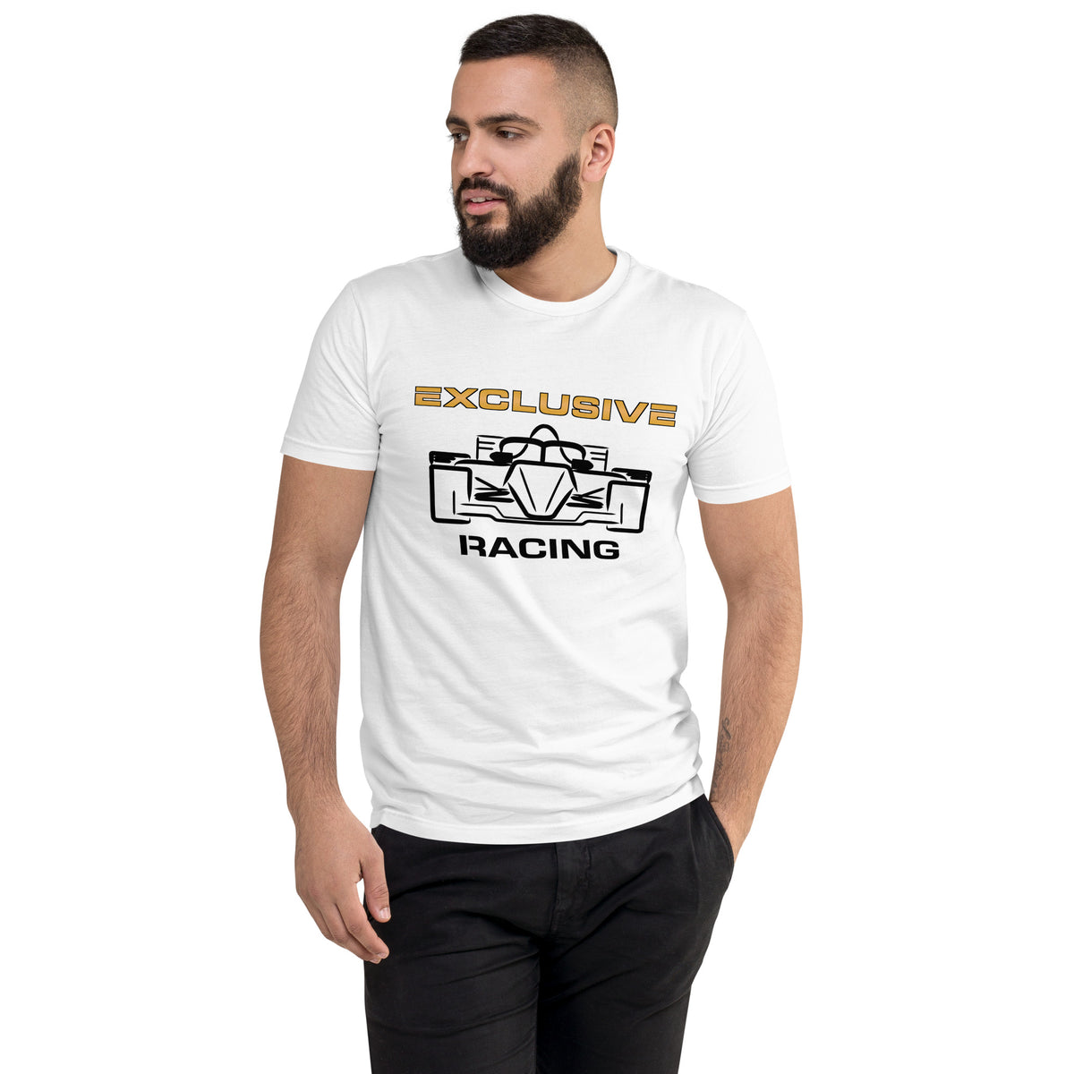 [White] Front — EXR F-Car Front Tee — Men's