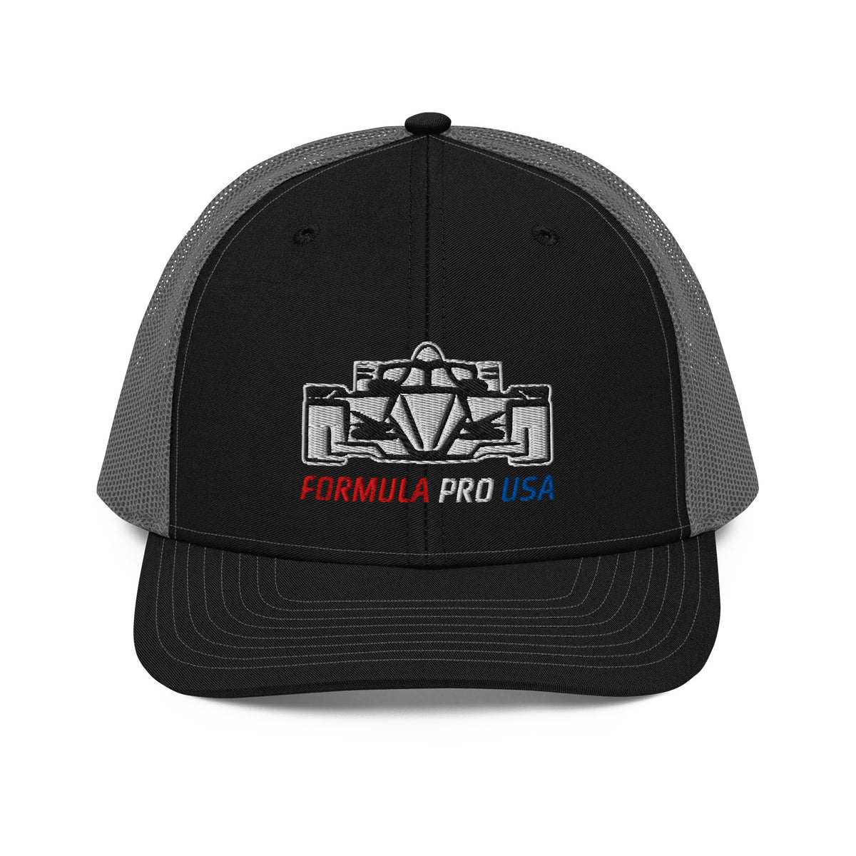 [Black / Charcoal] Front — FPUSA Front View Richardson Trucker Cap