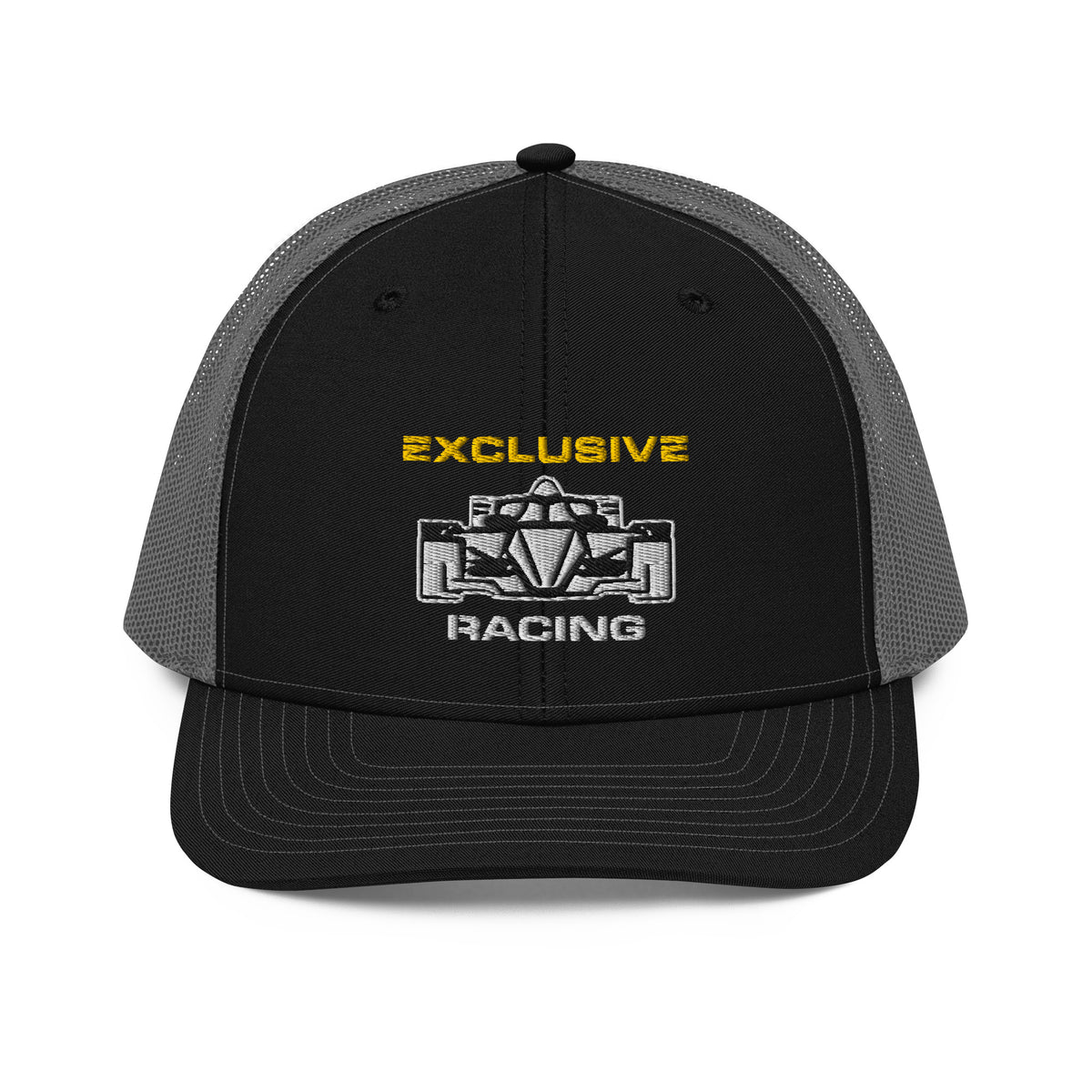 [Black / Charcoal] Front — EXR F-Car Front Richardson Trucker Cap