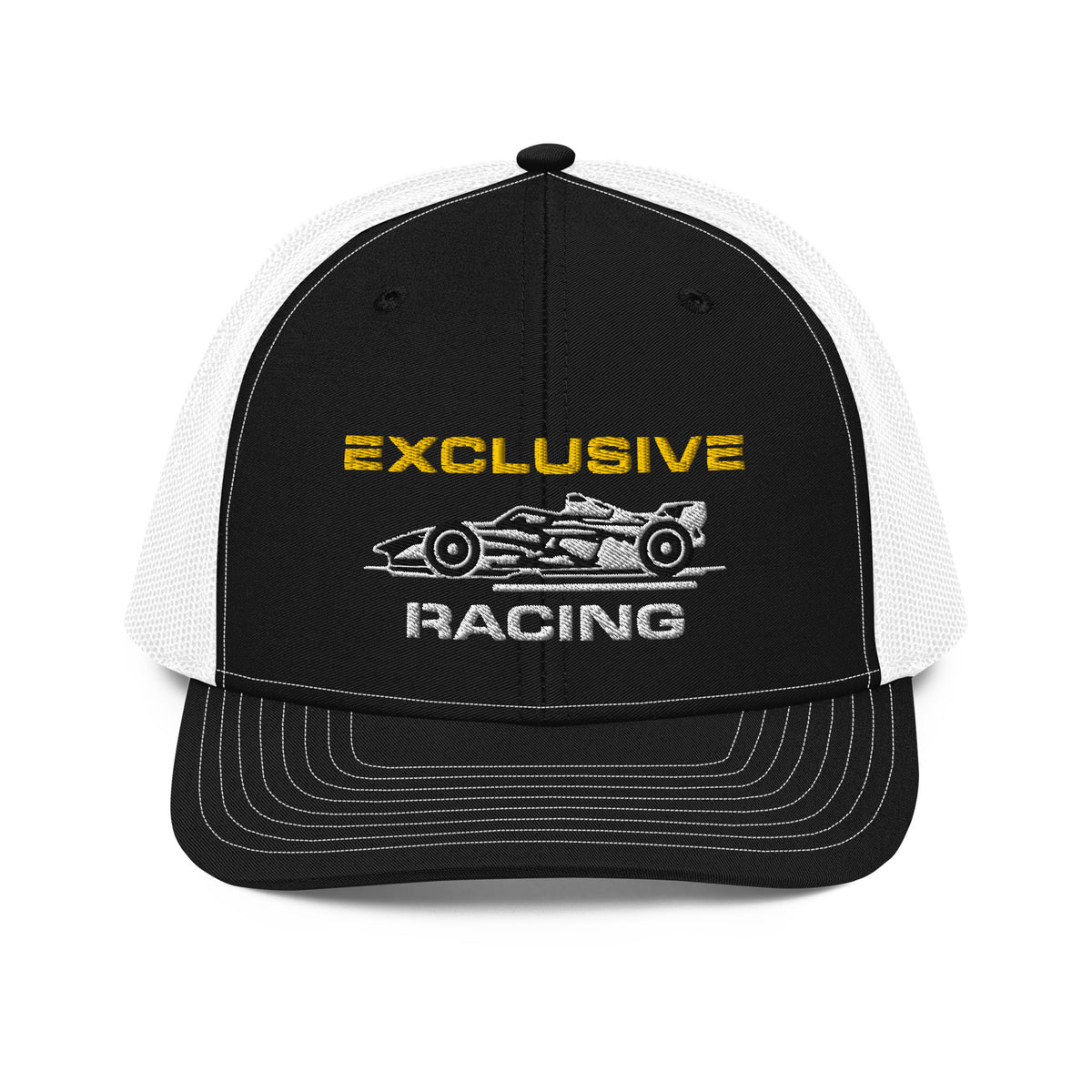 [Black / White] Front — EXR F-Car Side Richardson Trucker Cap