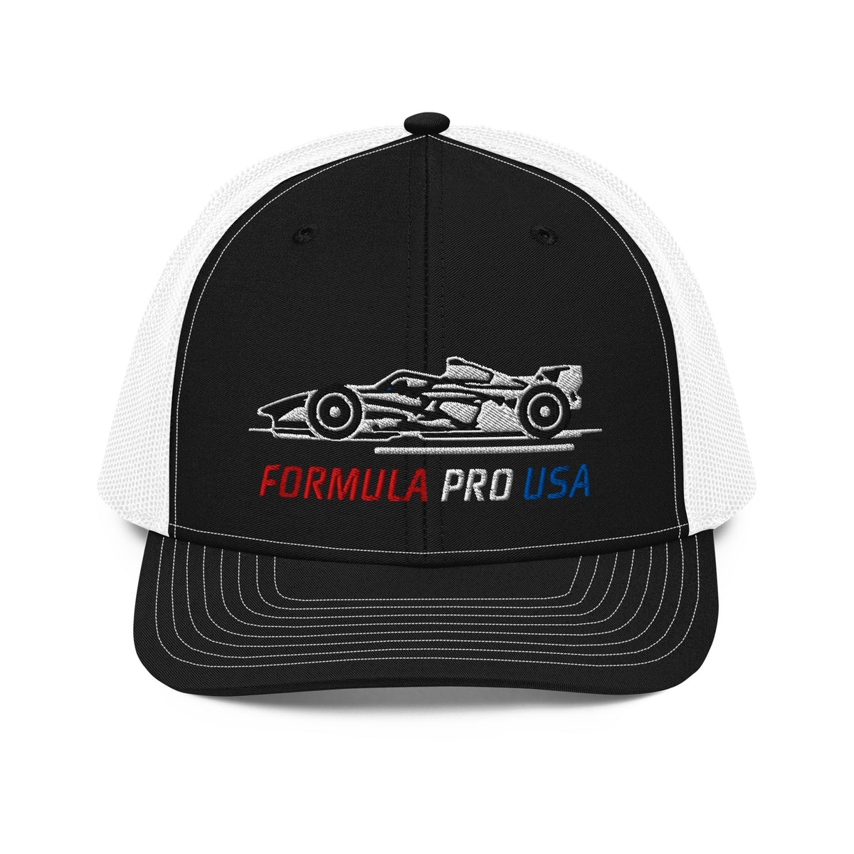 [Black / White] Front — FPUSA Side View Richardson Trucker Cap
