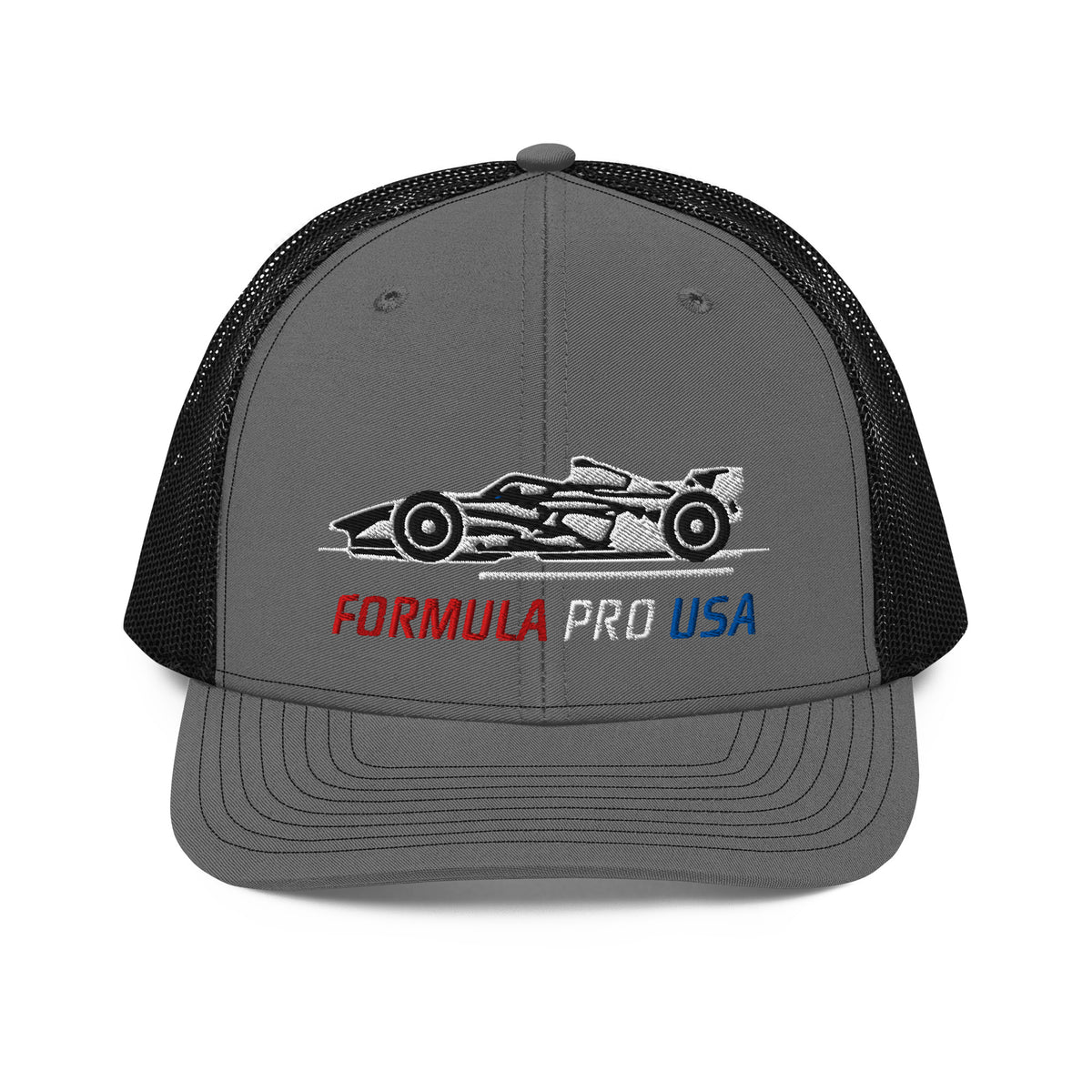 [Charcoal/Black] Front — FPUSA Side View Richardson Trucker Cap