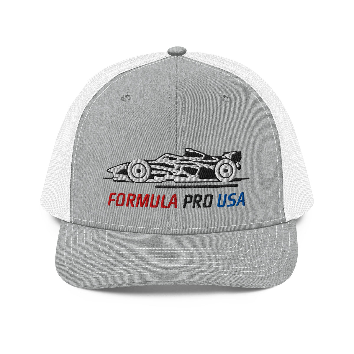 [Heather Grey/White] Front — FPUSA Side View Richardson Trucker Cap