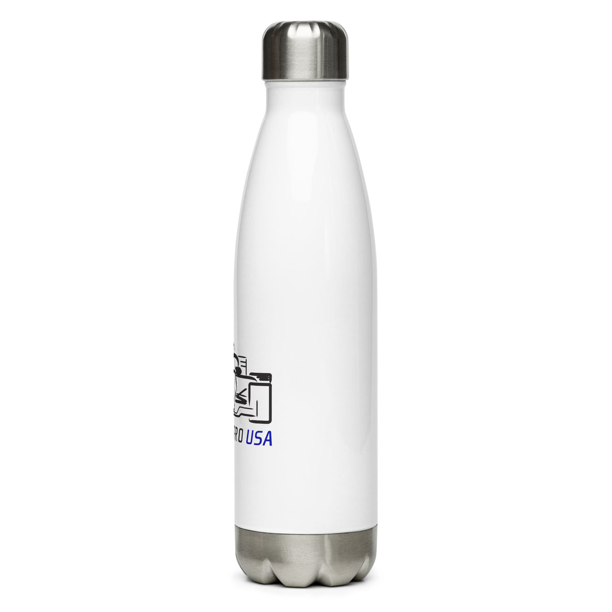 [White] Left — FPUSA Front View Stainless Steel Bottle