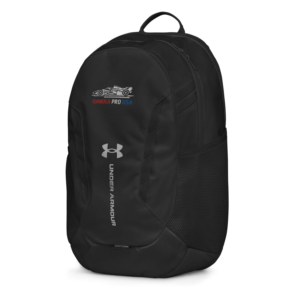 [Black] Left Front — FPUSA Side View Under Armour Backpack