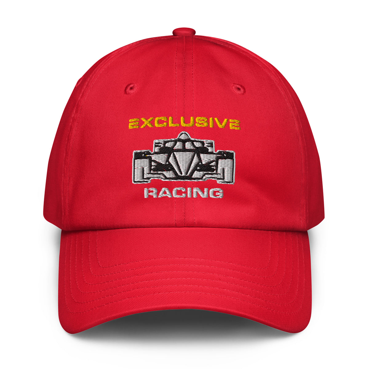 [Red] Front — EXR F-Car Front Under Armour Dad Hat