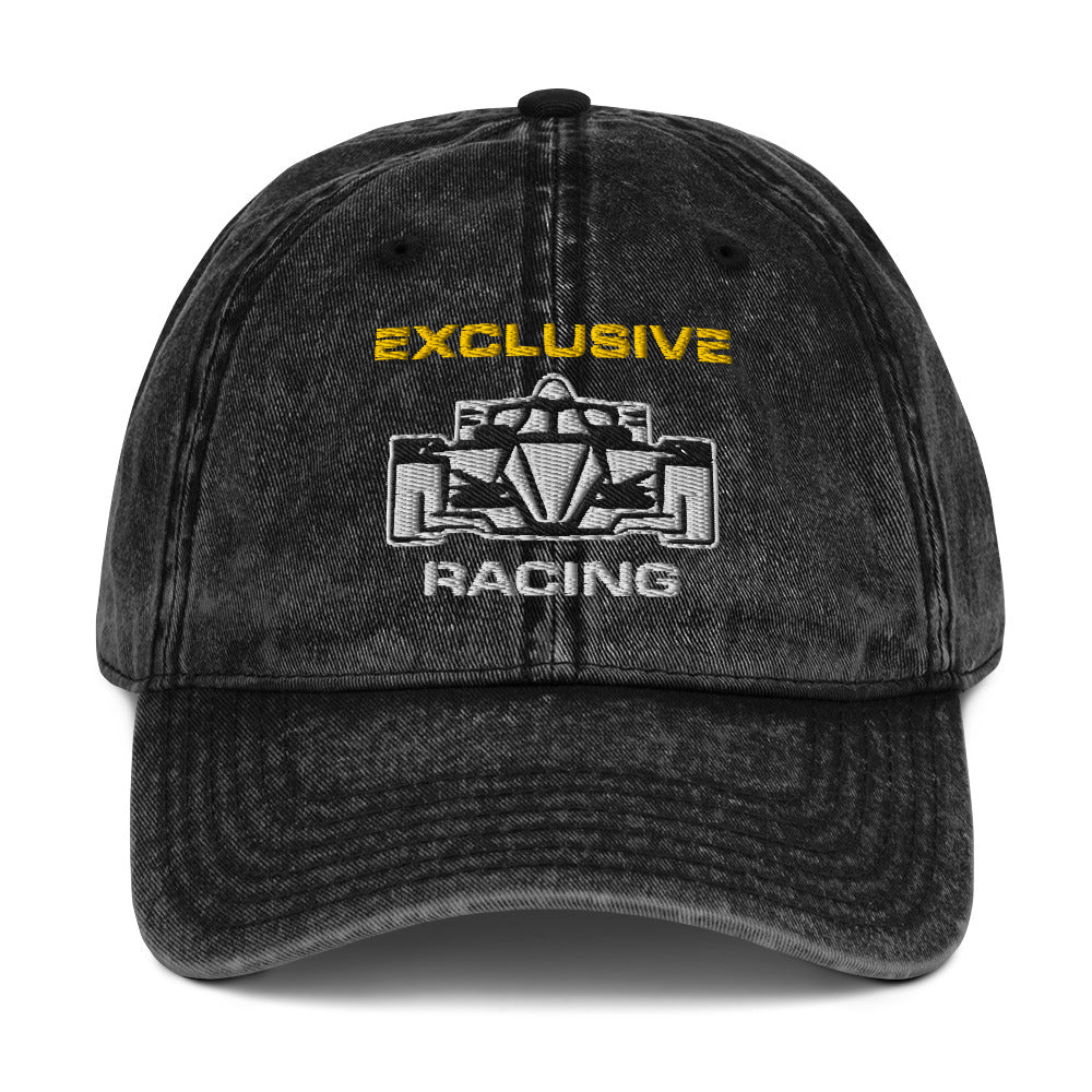 [Black] Front — EXR F-Car Front Vintage Twill Cap