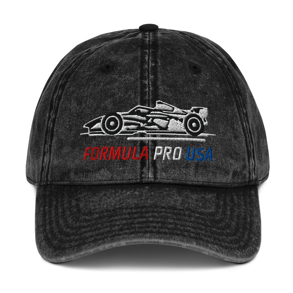 [Black] Front — FPUSA Side View Vintage Twill Cap