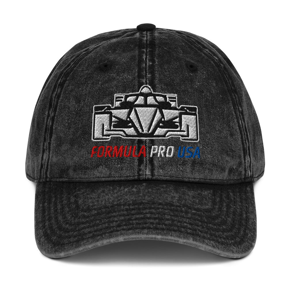[Black] Front — FPUSA Front View Vintage Twill Cap