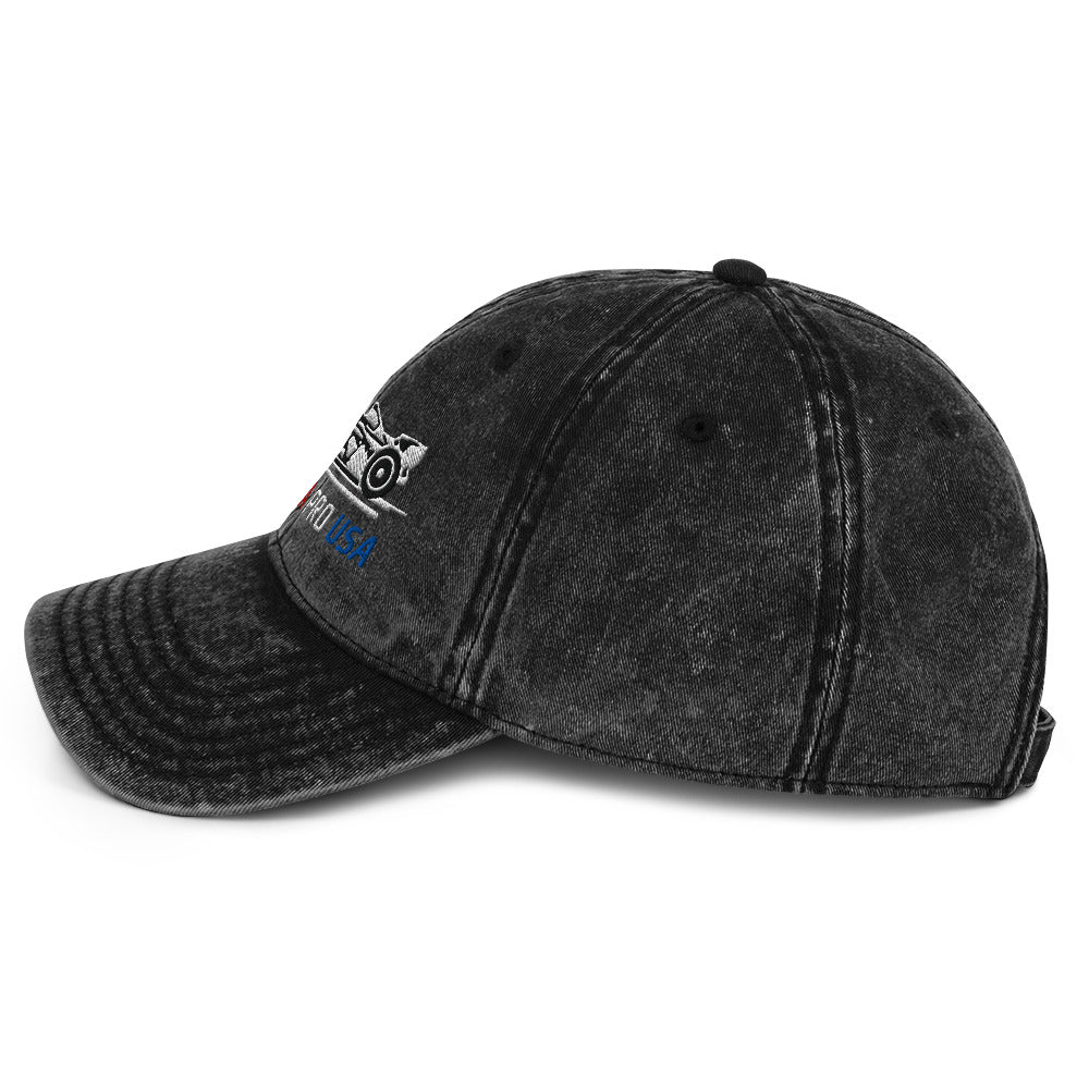 [Black] Left Side — FPUSA Side View Vintage Twill Cap