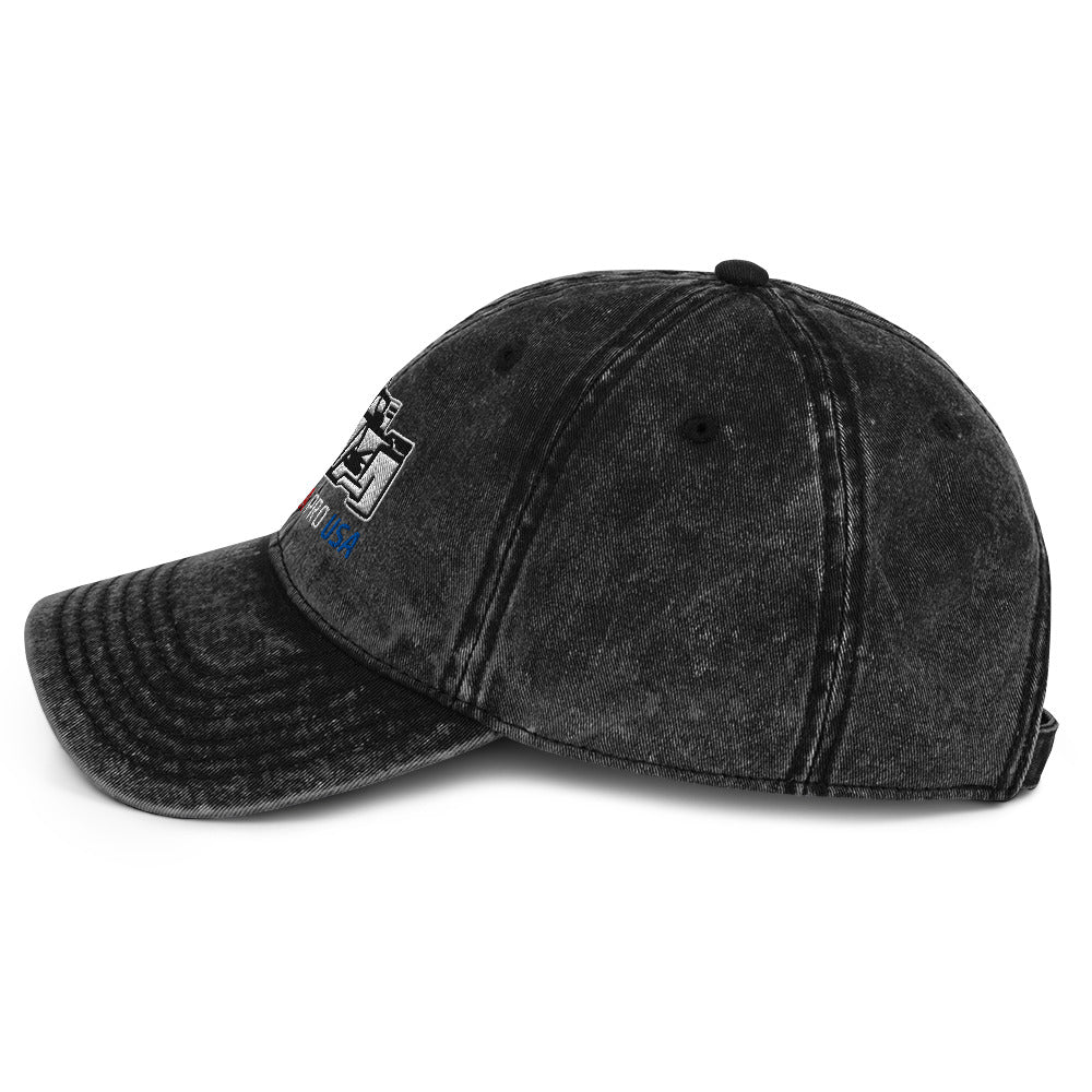 [Black] Left Side — FPUSA Front View Vintage Twill Cap