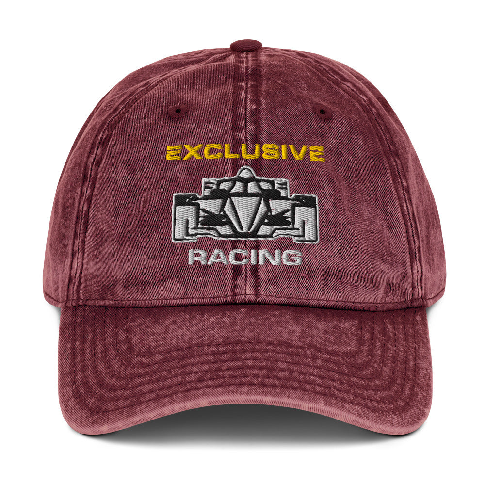 [Maroon] Front — EXR F-Car Front Vintage Twill Cap