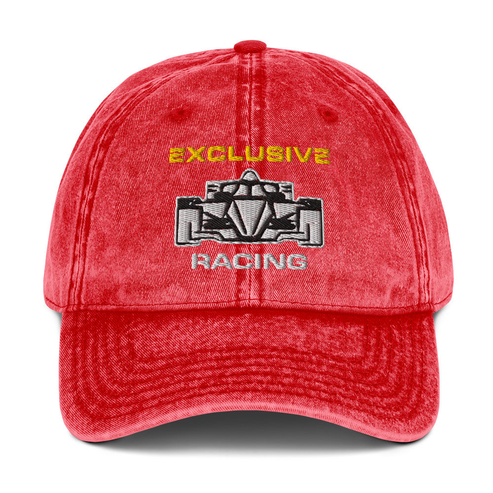 [Red] Front — EXR F-Car Front Vintage Twill Cap