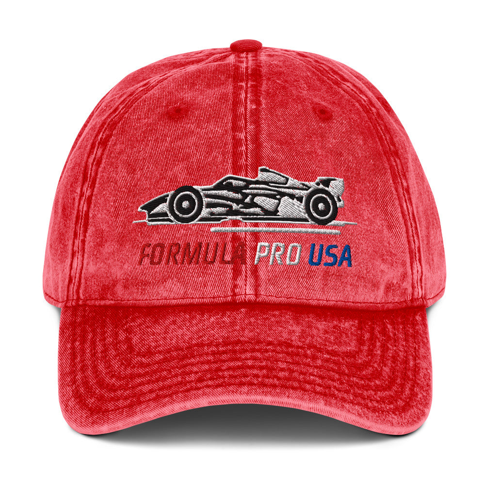 [Red] Front — FPUSA Side View Vintage Twill Cap