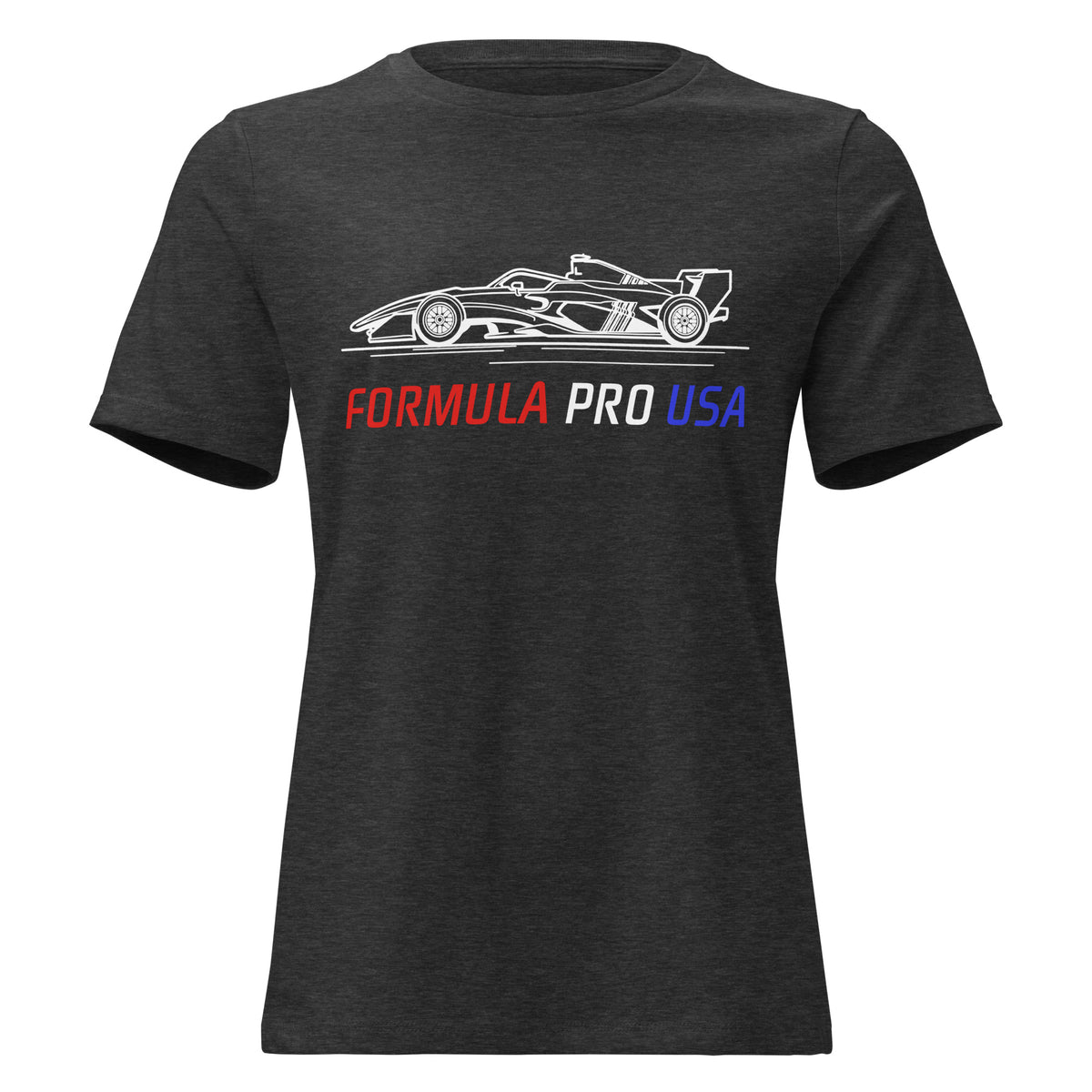 [Dark Grey Heather] Front — FPUSA Side View Tee — Women's